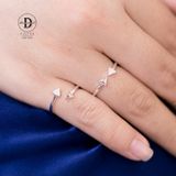  Nhẫn Ngón Út Bạc 925 Hình Tam Giác - Crossing Triangle Pinky Ring (1 Đá 1 Trơn) 2114NH 