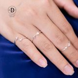  Nhẫn Ngón Út Bạc 925 Hình Tam Giác - Crossing Triangle Pinky Ring (1 Đá 1 Trơn) 2114NH 