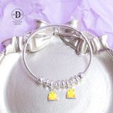  Kiềng Em Bé Bạc 99 - Kiềng Baby 2 Chú Gà Vàng Yellow Chick K396 