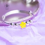  Kiềng Em Bé Bạc 99 - Kiềng Baby Hoa Mai Vàng Hình Mặt Cười Smiley Flower K391 