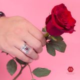  Nhẫn Đá Garnet Nam Tính  Bạc 925 - Garnet Thick Band Silver Ring 037SR 