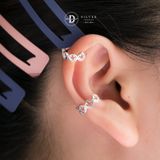  Hoa Tai Bạc 925 Kẹp Vành Tai Earcuff Kiểu Unisex Mặt Cười Smiley Face 2761EC 