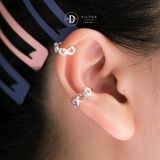  Hoa Tai Bạc 925 Kẹp Vành Tai Earcuff Kiểu Unisex Mặt Cười Smiley Face 2761EC 