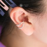  Hoa Tai Bạc 925 Kẹp Vành Earcuff Kiểu Unisex Double Thick Vintage Silver Wire 2756EC 