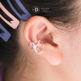  Bông Tai Kẹp Vành Bạc 925 Earcuff Kiểu Unisex Đường Cong Curvy Line 2753EC 