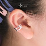  Bông Tai Kẹp Vành Bạc 925 Earcuff Vintage Double Line Eye Stone 2754EC 