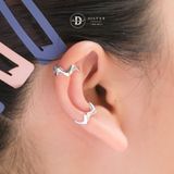  Bông Tai Kẹp Vành Bạc 925 Earcuff Kiểu Unisex Gợn Sóng Thick Wave Silver Line 2759EC 