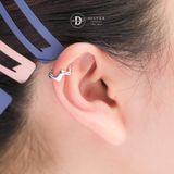  Bông Tai Kẹp Vành Bạc 925 Earcuff Kiểu Unisex Gợn Sóng Thick Wave Silver Line 2759EC 