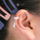  Hoa Tai Bạc 925 Kẹp Vành Earcuff Flower Statement Cuff Falling Feather 1848EC 