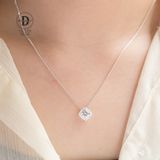  Dây Chuyền Bạc 925 Dây Mì Mặt Ô Vuông Đính Đá Full Square Diamond Button - 1025DCH 