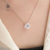  Dây Chuyền Bạc 925 Dây Mì Mặt Ô Vuông Đính Đá Full Square Diamond Button - 1025DCH 