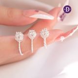  Nhẫn Bạc 925 Cao Cấp - Nhẫn Kiểu Crystal Đai 4 Viên Baguette - Hoa Snowflake Tròn/Vuông Đá Baguette/Hoa Cánh Nhọn 12 Viên Đá 2490NH 2491NH 2492NH 