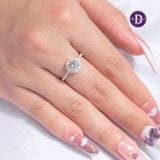  Nhẫn Bạc 925 Cao Cấp - Nhẫn Diamond Button - Mặt Tròn Đá CZ 6.5Li 2138NH 