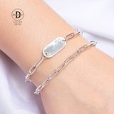  Vòng Tay Bạc 925 Bản Khắc Chữ Dây Xích Dày -  Bill Big Tag Oval Chain Bracelet 801VTT 