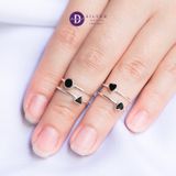  Nhẫn Bạc 925 Freesize - Nhẫn 2 Line Hình Tròn và Tam Giác Đen Double Line 2 Black Round & Triangle 2339NT 