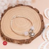  Vòng Đá Thạch Anh Dâu Hồng/ Moon Phối Charm Bạc 925 Heart 