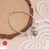  Vòng Đá Thạch Anh Dâu Hồng/ Moon Phối Charm Bạc 925 Heart 