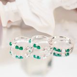  Opal Stone & Green CZ Stone Silver Ring - Nhẫn Freesize Bạc 925 Đá Cz Xanh Lá  & Đá Opal & Hình Ngôi Sao 1695NH 