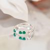 Opal Stone & Green CZ Stone Silver Ring - Nhẫn Freesize Bạc 925 Đá Cz Xanh Lá  & Đá Opal & Hình Ngôi Sao 1695NH