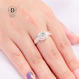  Nhẫn Premium Bạc 925 Square Diamond Button Đai Đá Baguette P2347NH 