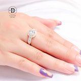  Nhẫn Premium Bạc 925 Square Diamond Button Đai Đá Baguette P2347NH 