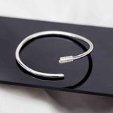  Kiềng Bạc Trơn Chỉ Tròn Đơn Giản - Basic Silver Bangle For Men 