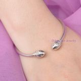  Kiềng Bạc 925 Búp Sen Việt Nam - Vietnam Lotus Flower Sterling Silver Bangle  K114 