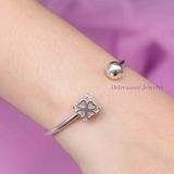  Kiềng Bạc 925 Cỏ 4 Lá May Mắn Bạc 925  - Lucky Flower Silver Bangle K148 K149 