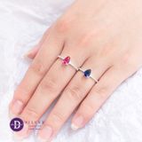  Nhẫn Bạc 925 - Nhẫn Đá CZ Giọt Nước Line Đá Trắng - Colorful Teardrop - Đá Màu 871NH 