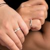 Couple Rings - Nhẫn Cặp Bản Trơn 1 Line Chéo 1 Viên Đá- 2488NH