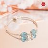 Vòng Đá Phong Thủy Phối 2 Viên Đá Aquamarine & Charm Bạc 925 Hình Nơ Bow