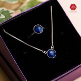  Bộ Dây Chuyền & Nhẫn Đá Phong Thủy -  Đá Thiên Nhiên Sapphire Nước Cho Thủy & Mộc- Trang Sức Quà Tặng Ddreamer 