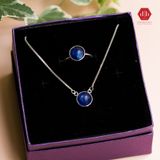  Bộ Dây Chuyền & Nhẫn Đá Phong Thủy -  Đá Thiên Nhiên Sapphire Nước Cho Thủy & Mộc- Trang Sức Quà Tặng Ddreamer 