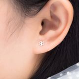  Hoa Tai Bạc 925 Cỏ 4 Lá Trơn Nhỏ - Tiny Lucky Flower 347BTT 