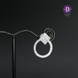  Hoa Tai Bạc 925 Earjackets Hoa Tai Halo Đính Đá 1.5cm & Square Button 2846EJ 