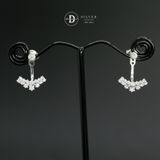  Hoa Tai Bạc 925 Earjackets Hình Giọt Sương Đính Đá - Round Stone Teardrop Curve 2348EJ 