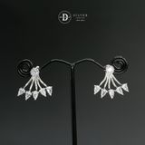  Hoa Tai Bạc 925 Hoa Tai Earjackets Premium  5 Viên Đá Cz Hình Giọt Nước 5 Teardrop Stones (Đôi) 1937EJ 