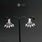  Hoa Tai Bạc 925 Hoa Tai Earjackets Premium  5 Viên Đá Cz Hình Giọt Nước 5 Teardrop Stones (Đôi) 1937EJ 