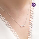  Dây Chuyền  Bạc 925 - 5 Viên Đá CZ Trắng Dây Xích Dẹp 5 Stones Curve 1021DCH 