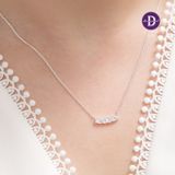  Dây Chuyền  Bạc 925 - 5 Viên Đá CZ Trắng Dây Xích Dẹp 5 Stones Curve 1021DCH 