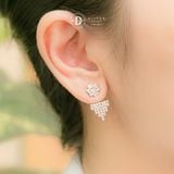  Hoa Tai Premium Bạc 925 Cao Cấp Earjackets -  Baguette Lace Bling P2953EJ 