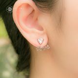  Hoa Tai Premium Bạc 925 Cao Cấp Earjackets -  LOVE White Heart Stone - Đá Trái Tim Trắng P2958EJ 