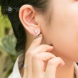  Hoa Tai Premium Bạc 925 Cao Cấp Earjackets -  LOVE White Heart Stone - Đá Trái Tim Trắng P2958EJ 