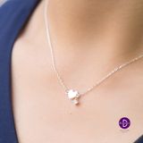  Dây Chuyền Bạc 925 Kiểu Trái Tim Nhỏ & 1 Viên Đá Trắng - Flat Heart Tiny Stone 398DCH 