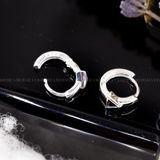  Hoa Tai Khoen Tròn Bạc 925 Đính Đá Tam Giác Trắng/Đen White & Black Triangle Stone Hoops 2426BTK 