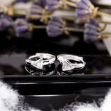  Hoa Tai Khoen Tròn Bạc 925 Đính Đá Tam Giác Trắng/Đen White & Black Triangle Stone Hoops 2426BTK 