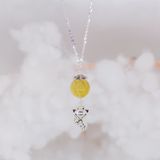  Yellow Rutilated Quartz Silver Pendant - Mặt Dây Chuyền Đá Thạch Anh Tóc Vàng Phối Charm Hồ Ly 