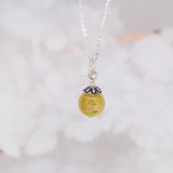  Yellow Rutilated Quartz Silver Pendant - Mặt Dây Chuyền Đá Thạch Anh Tóc Vàng Phối Charm Hồ Ly 