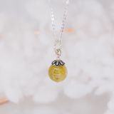  Yellow Rutilated Quartz Silver Pendant - Mặt Dây Chuyền Đá Thạch Anh Tóc Vàng Phối Charm Hồ Ly 