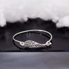 Kiềng Cánh Thiên Thần Oxy Hoá Đen Cá Tính - Black Angel Wing Silver Bangle